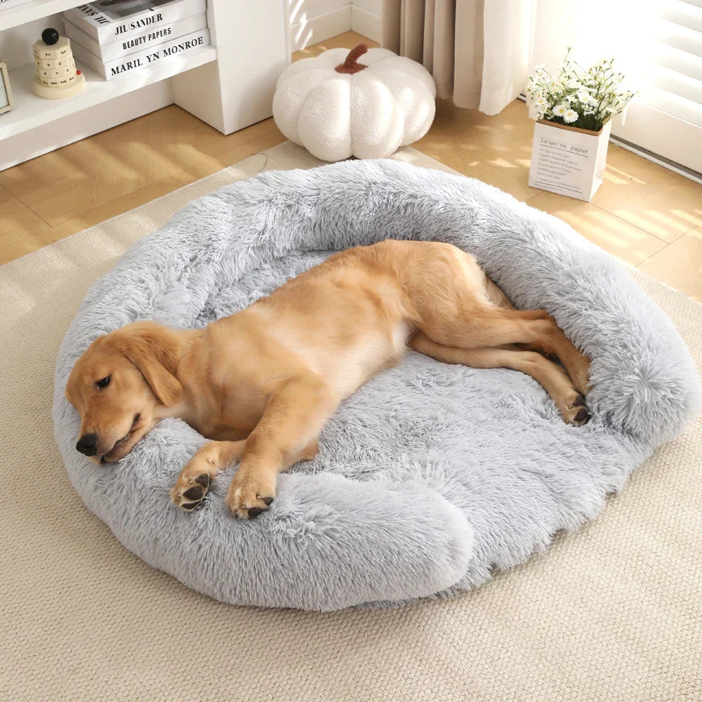 Round Semi-Open Pet Bed with Plush Cushion & Non-Slip Base – Machine Washable Cover – 4 Sizes | Thomler