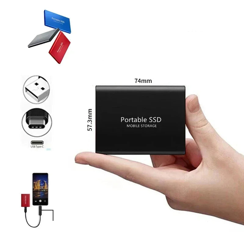 Portable Solid State Drive USB-C 3.1 High-Speed External Storage 500GB 1TB 2TB Shock-Resistant Compact Data Transfer Device for PC Mac | Thomler
