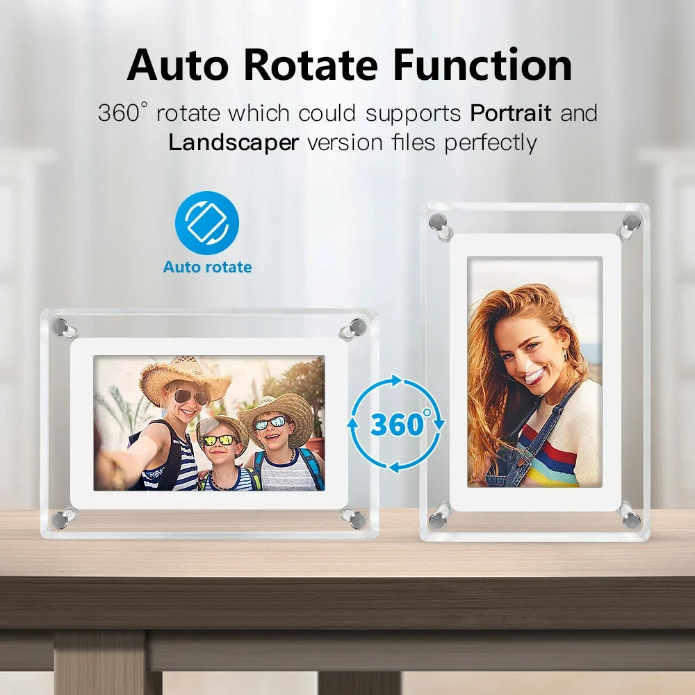 5-Inch IPS Digital Picture Frame with Rechargeable Battery | Tabletop Photo & Video Display for Desk & Home | HD Media Player with USB & | Thomler