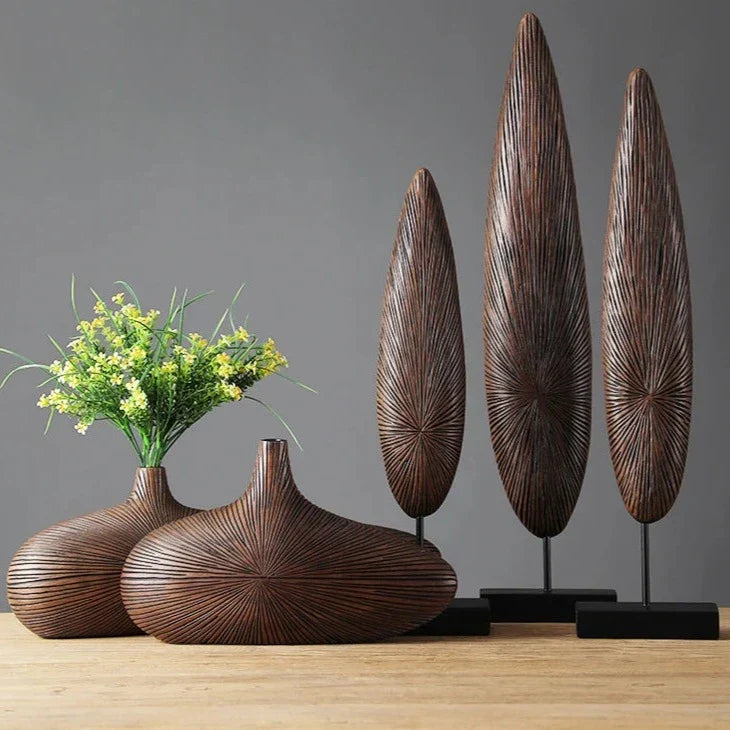 Decorative Vase Imitation Wood 14 in Medium 20 in Large Sculpted Home Accent | Thomler