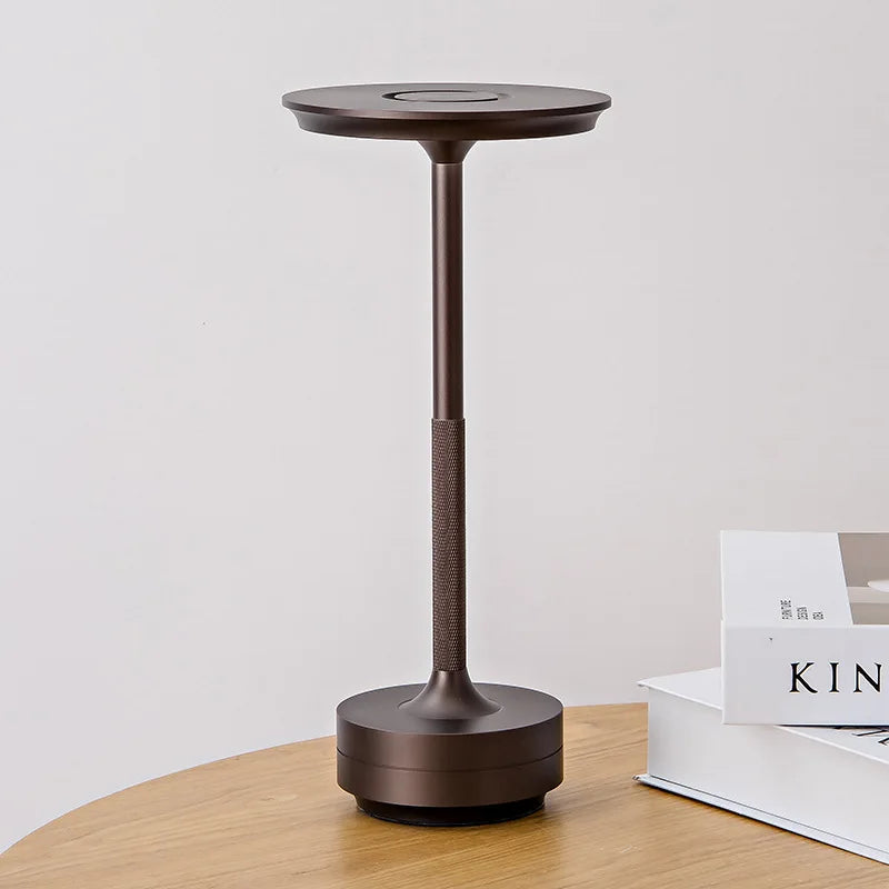 USB Rechargeable LED Desk Lamp with Touch Dimmer Control in Matte Aluminum Finish for Bedside, Dining Room, Office & Patio Use | Thomler