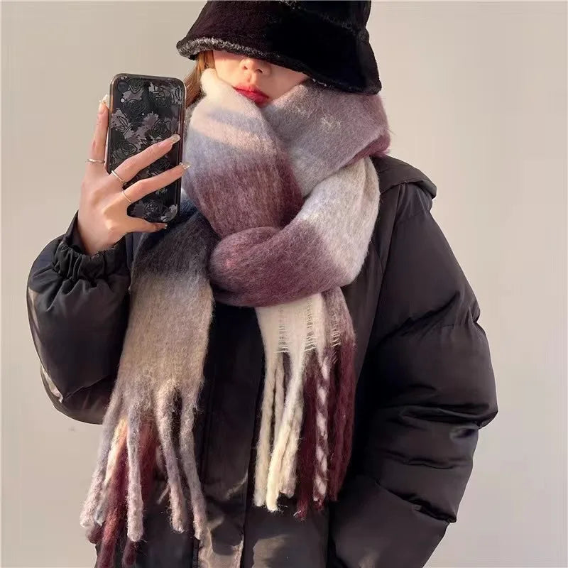 Luxurious Cashmere Winter Scarf – Soft Oversized Wrap with Vibrant Rainbow Colors for Women | Thomler