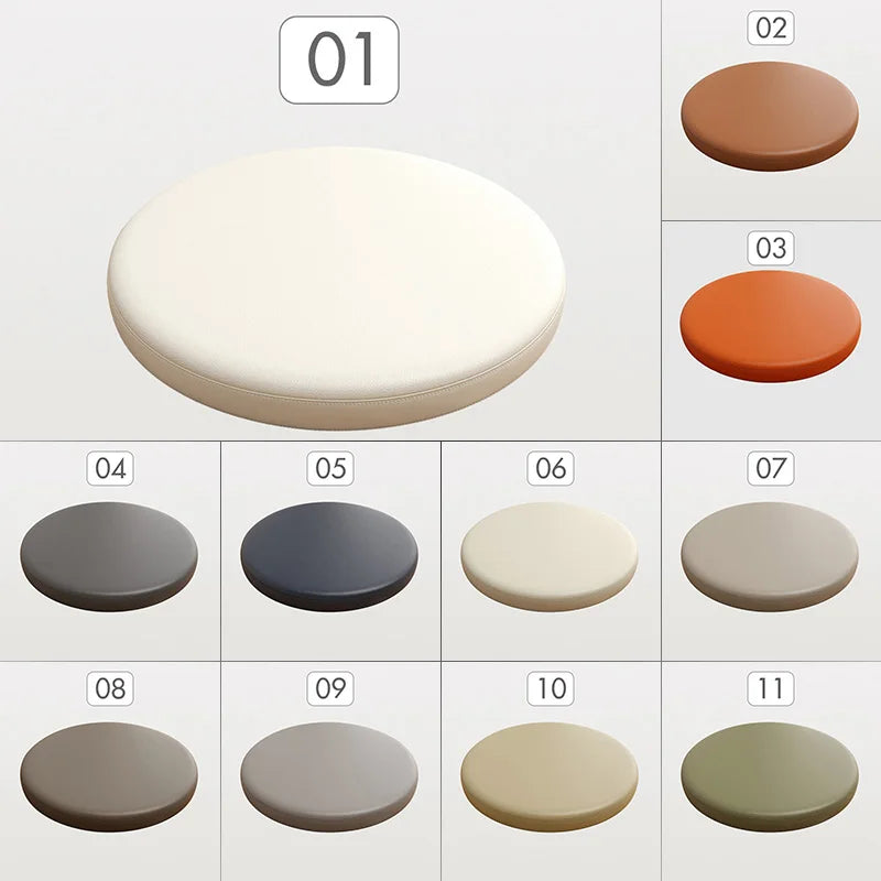 Faux Leather Round Seat Pad with Memory Foam Core for Kitchen Bar Stools, Dining Chairs & Window Benches – Slip-Resistant Washable Design | Thomler