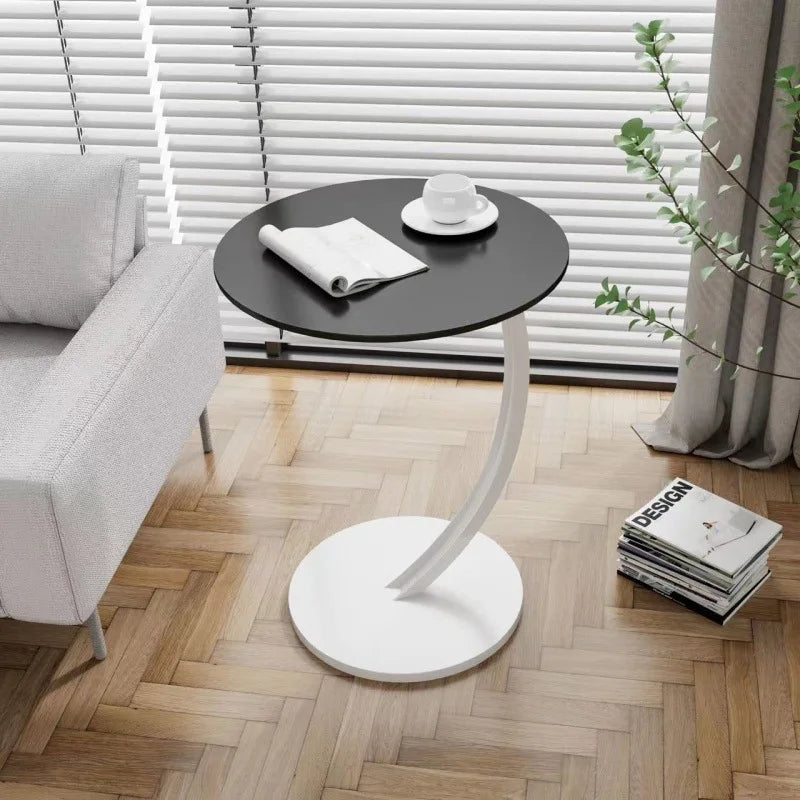 Circular Side Table with Wood Top & Metal Base – Space-Saving Accent for Living Room & Bedroom | Thomler
