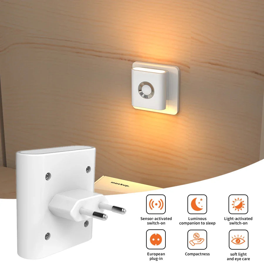 Night Light Plastic 3.0 m Motion Sensor Warm White Hallway Bedroom Plug In LED Wall Lamp Automatic Radar Safety Light | Thomler
