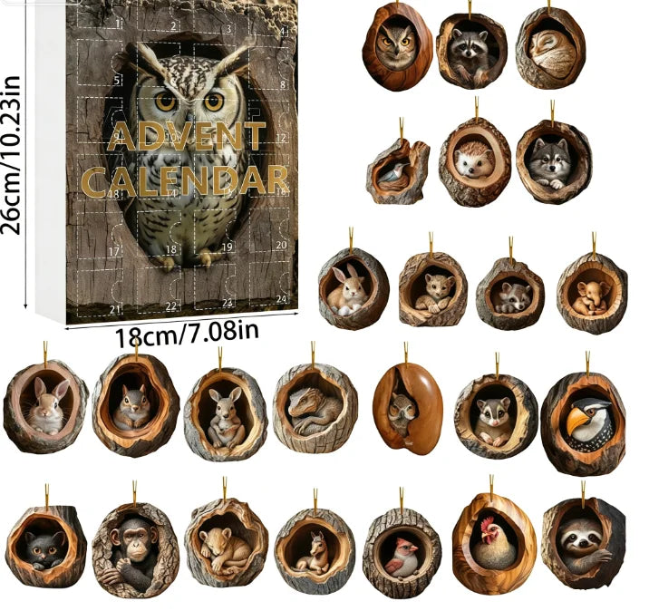 Canine Countdown Calendar – 24 Acrylic Dog Breed Ornaments for Christmas Tree Decoration & Holiday Keepsakes, Reusable December Advent | Thomler