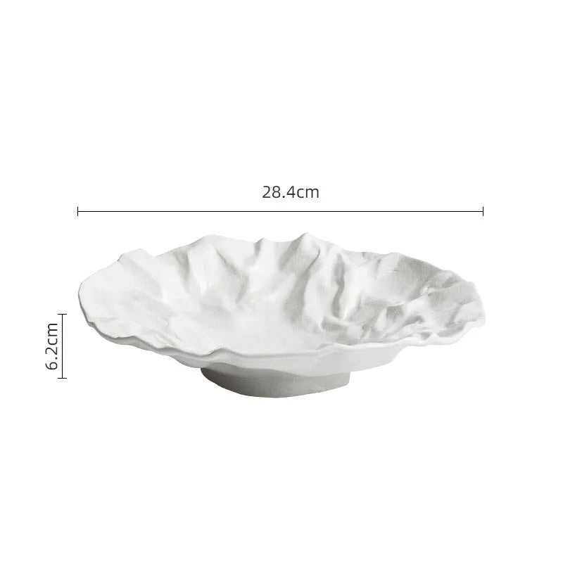 Serving Bowl Ceramic 10 in Coastal Dining Tableware Decorative Kitchen Table Centerpiece | Thomler