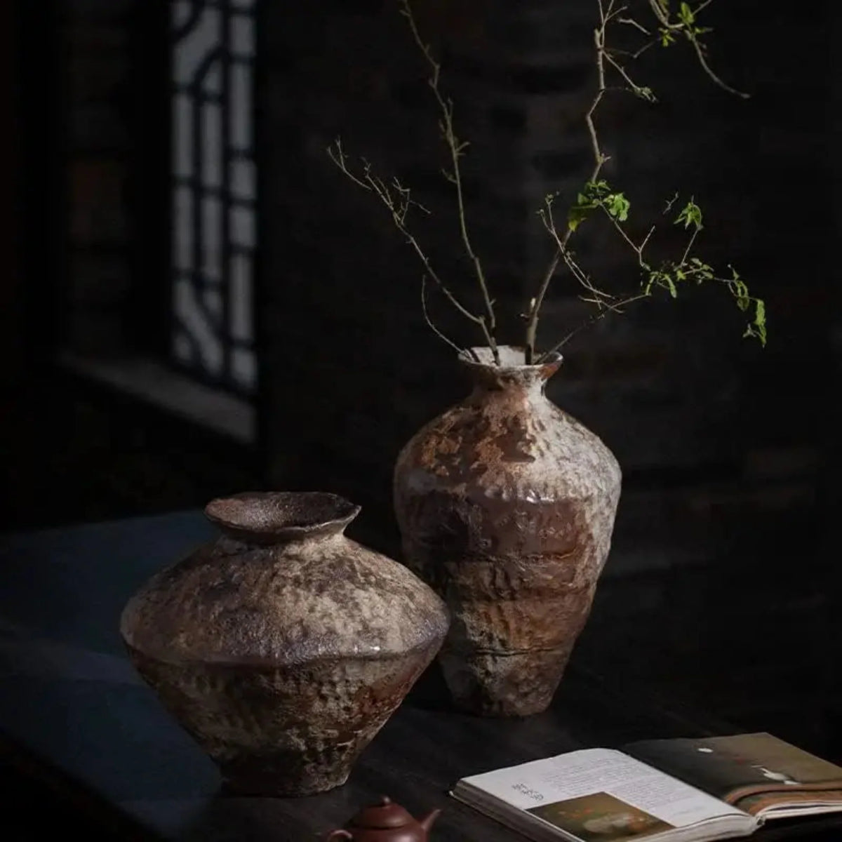 Handcrafted Stoneware Display Vase with Textured Matte Glaze for Living Room & Entryway Decor | Thomler