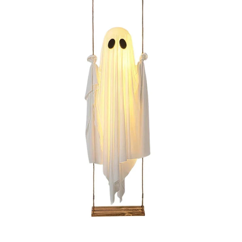 Illuminated Swinging Ghost Decoration with LED Lights for Outdoor Porch Display | Thomler