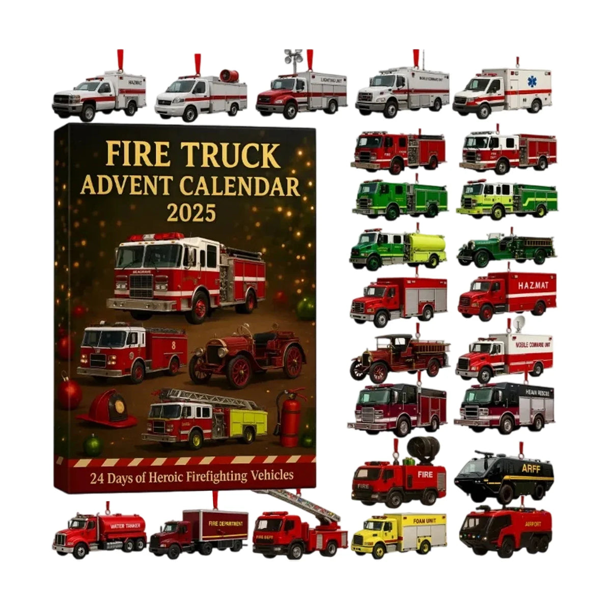 Fire Engine Advent Calendar 2025 – 24-Day Firefighter Toy Countdown for Kids Ages 6+ | Thomler
