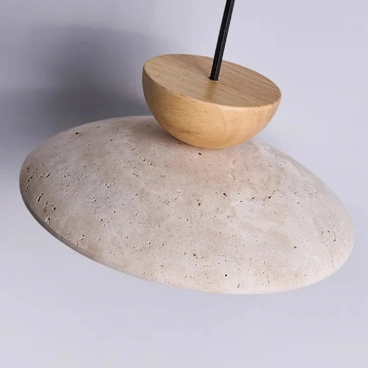 Natural Stone & Glass Hanging Ceiling Light for Dining Room – Adjustable Pendant Fixture with Wood Accents for Modern Living Spaces | Thomler