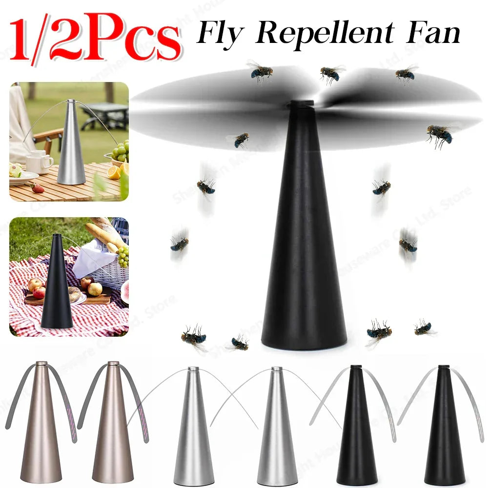 Tabletop Insect Deterrent Fan with Holographic Blades for Outdoor Dining & Picnics, Battery or USB Powered Fly Repeller for BBQ Parties | Thomler