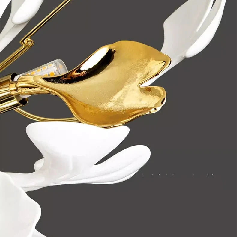 Ceramic Ginkgo Pendant Light with Botanical Leaf Design – Gold Finish | Thomler