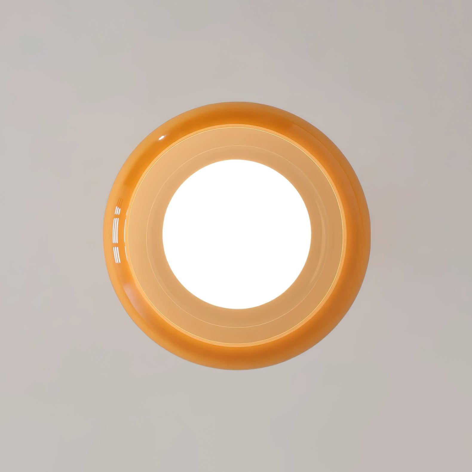 Ceiling Light Glass Dome 11 in x 7 in Gold White Orange Bathroom Indoor Fixture Retro Style | Thomler