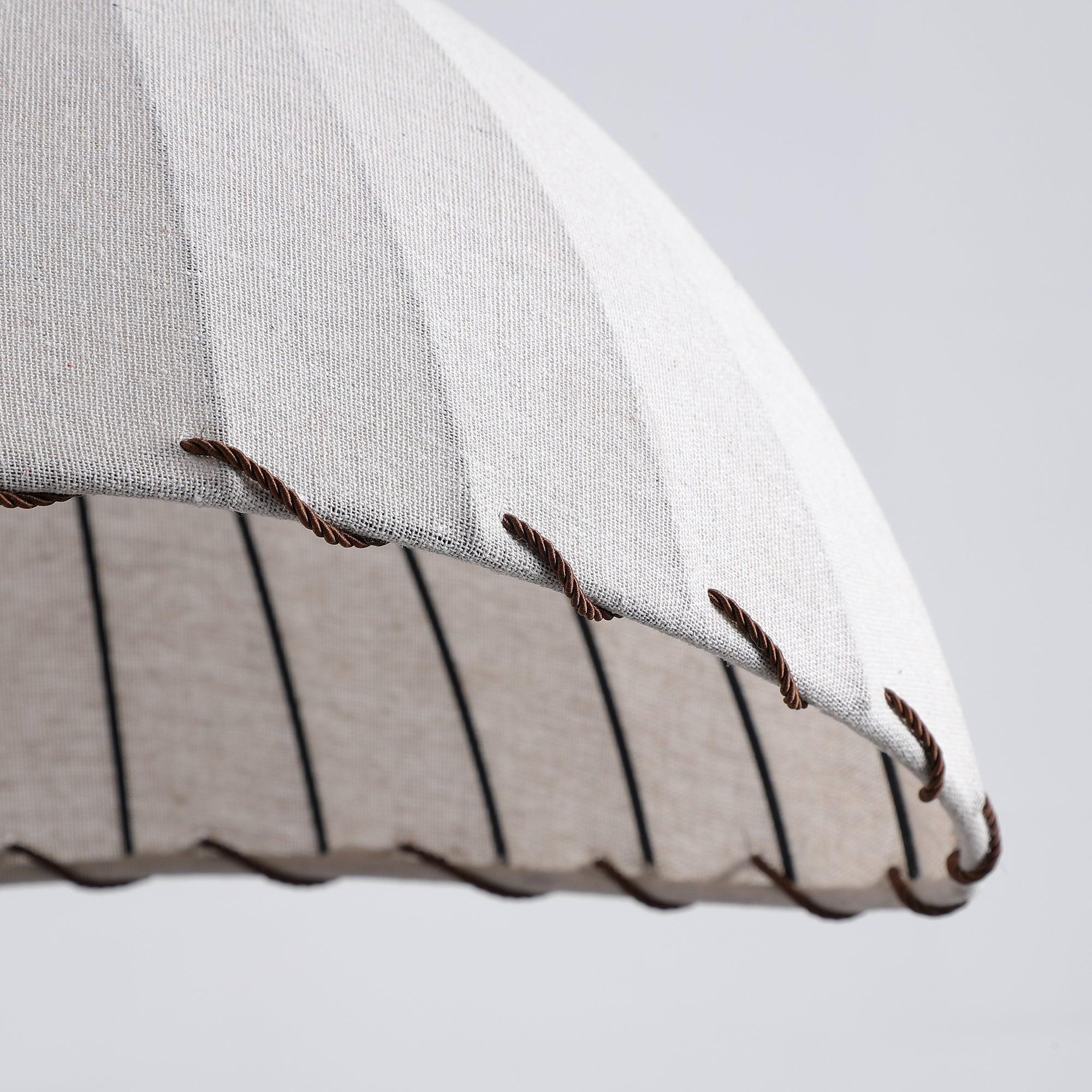 Pendant Light Fabric Dome 13.8 in White Dining Room Bedroom Hanging Lamp Ribbed Shade Scalloped Vintage Style Adjustable Cord | Thomler