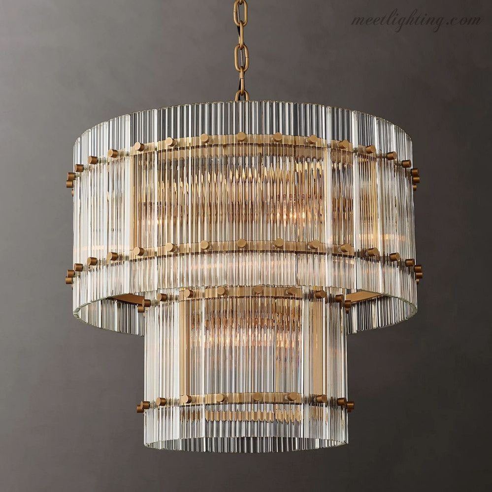 Circular Tiered Glass Panel Ceiling Fixture 22-60 Inch Diameter for Dining Room Foyer Living Room Bedroom Hotel Entryway Statement Lighting | Thomler