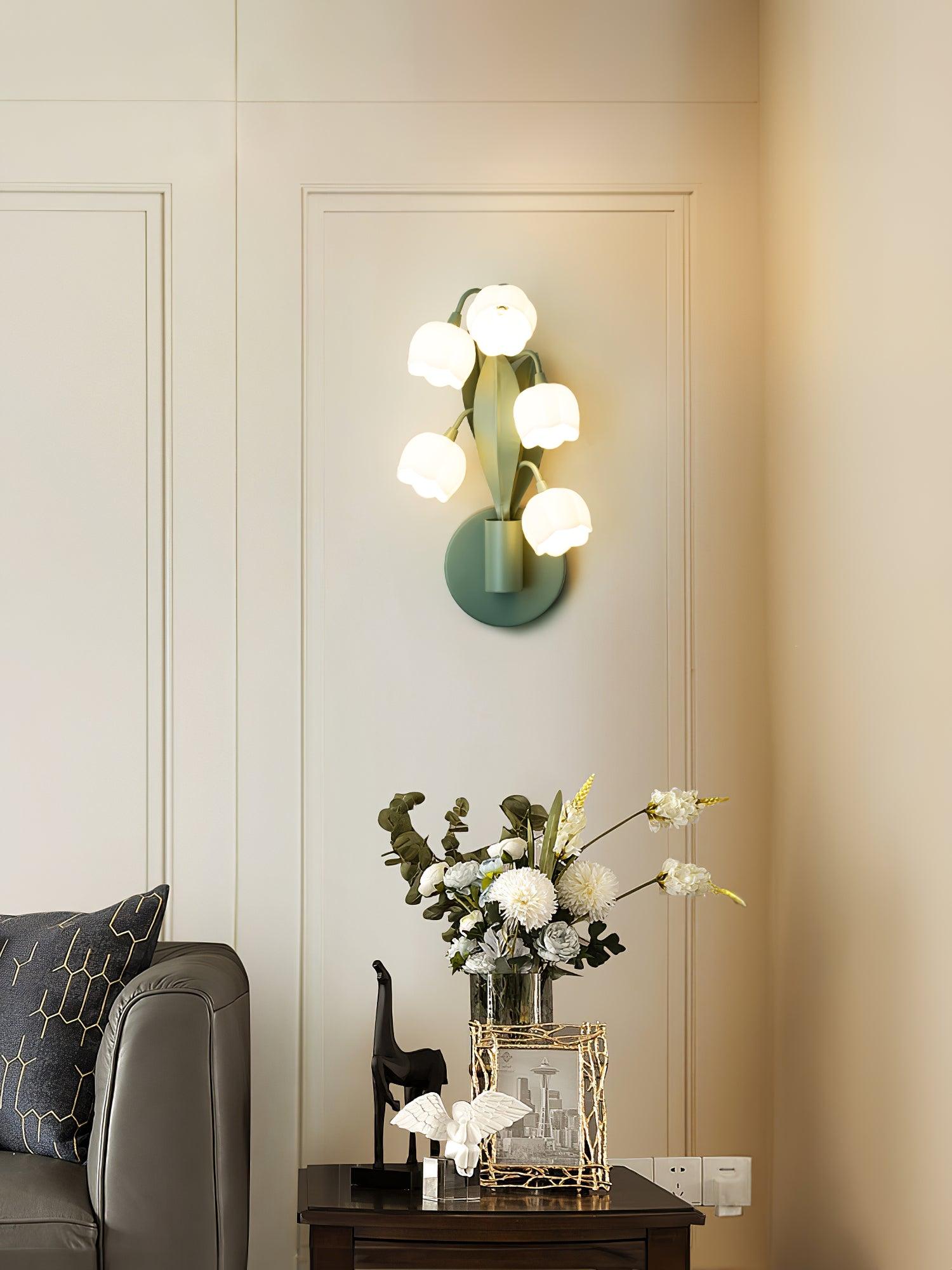 Wall Lamp Metal G4 7.3 in Green Orchid Leaves Bedroom Living Room Decorative Light Three-Color Changing | Thomler