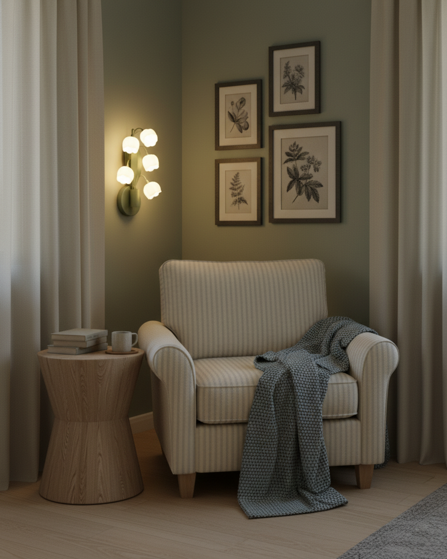 Wall Lamp Metal G4 7.3 in Green Orchid Leaves Bedroom Living Room Decorative Light Three-Color Changing | Thomler