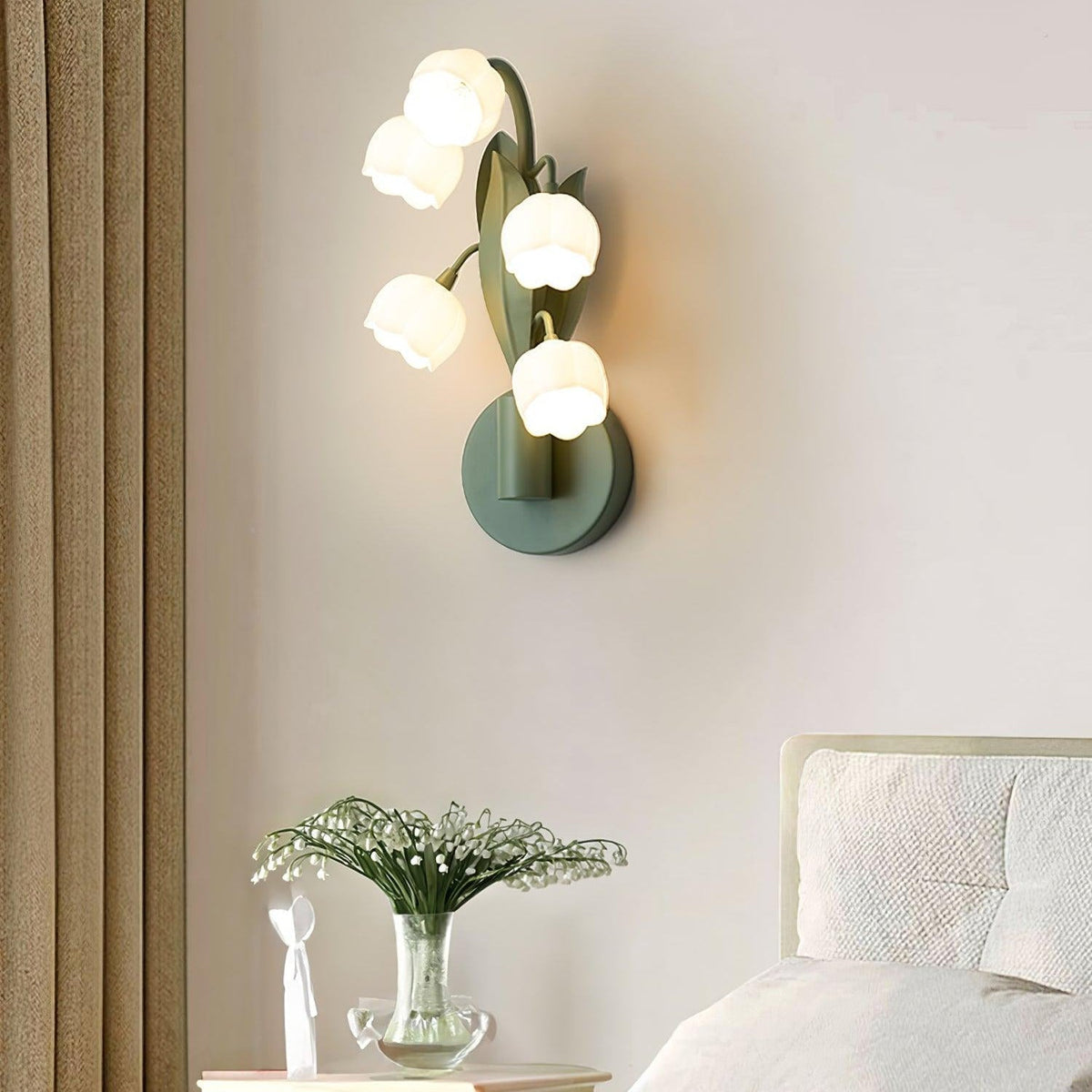 Botanical Leaf Accent Sconce with Orchid-Inspired Design for Bedroom & Hallway | Indoor Hardwired Fixture for Living Spaces | Metal & | Thomler