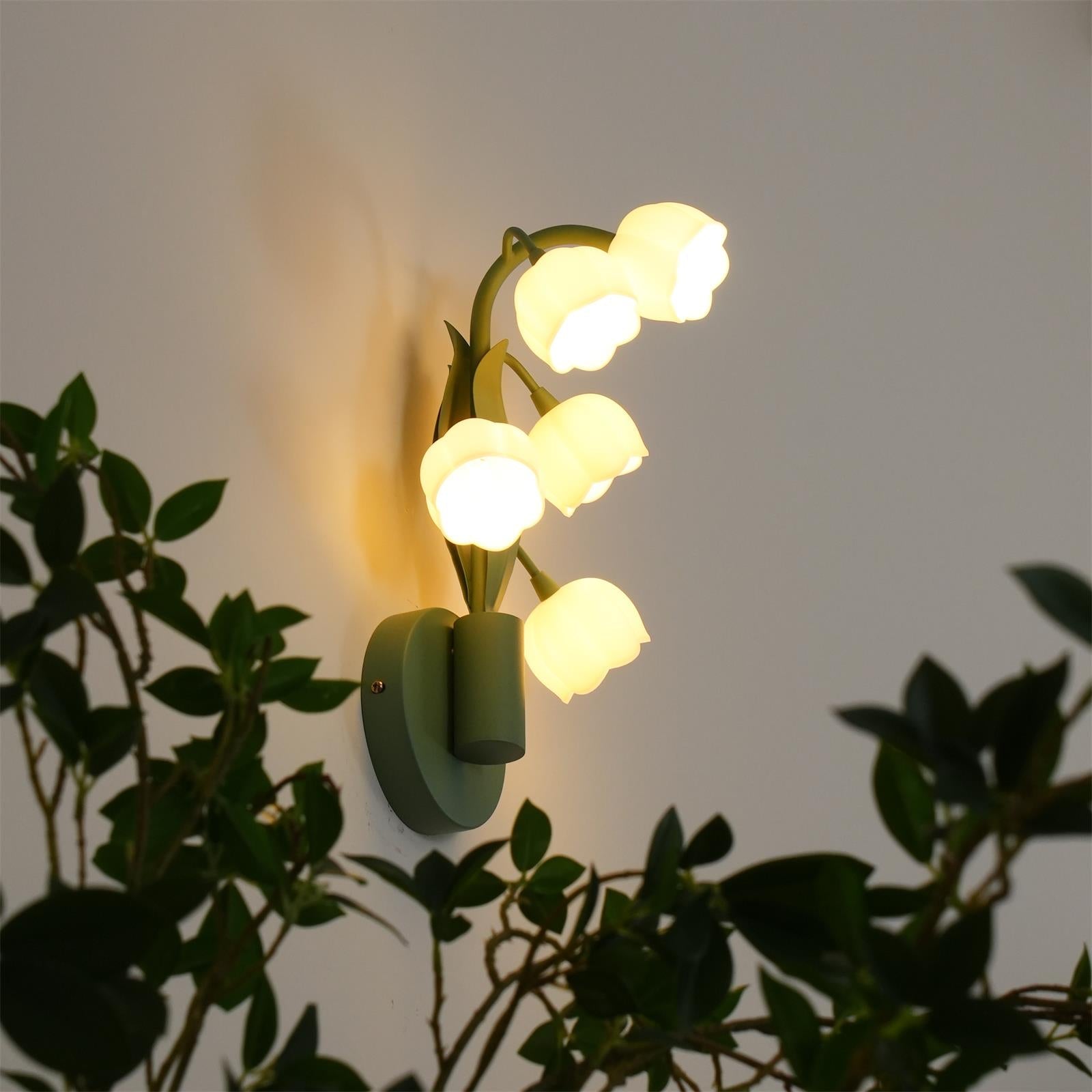 Wall Lamp Metal G4 7.3 in Green Orchid Leaves Bedroom Living Room Decorative Light Three-Color Changing | Thomler