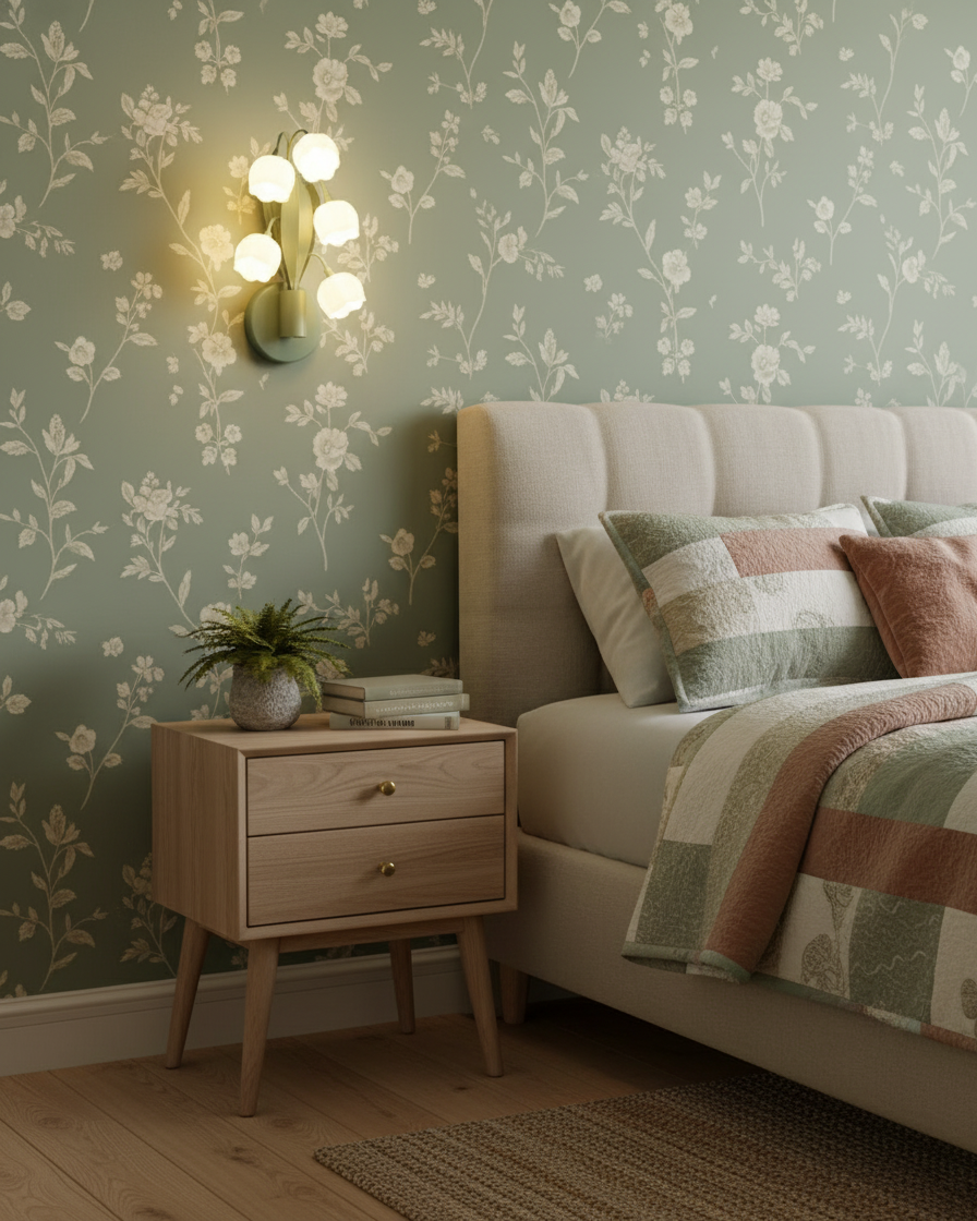 Wall Lamp Metal G4 7.3 in Green Orchid Leaves Bedroom Living Room Decorative Light Three-Color Changing | Thomler