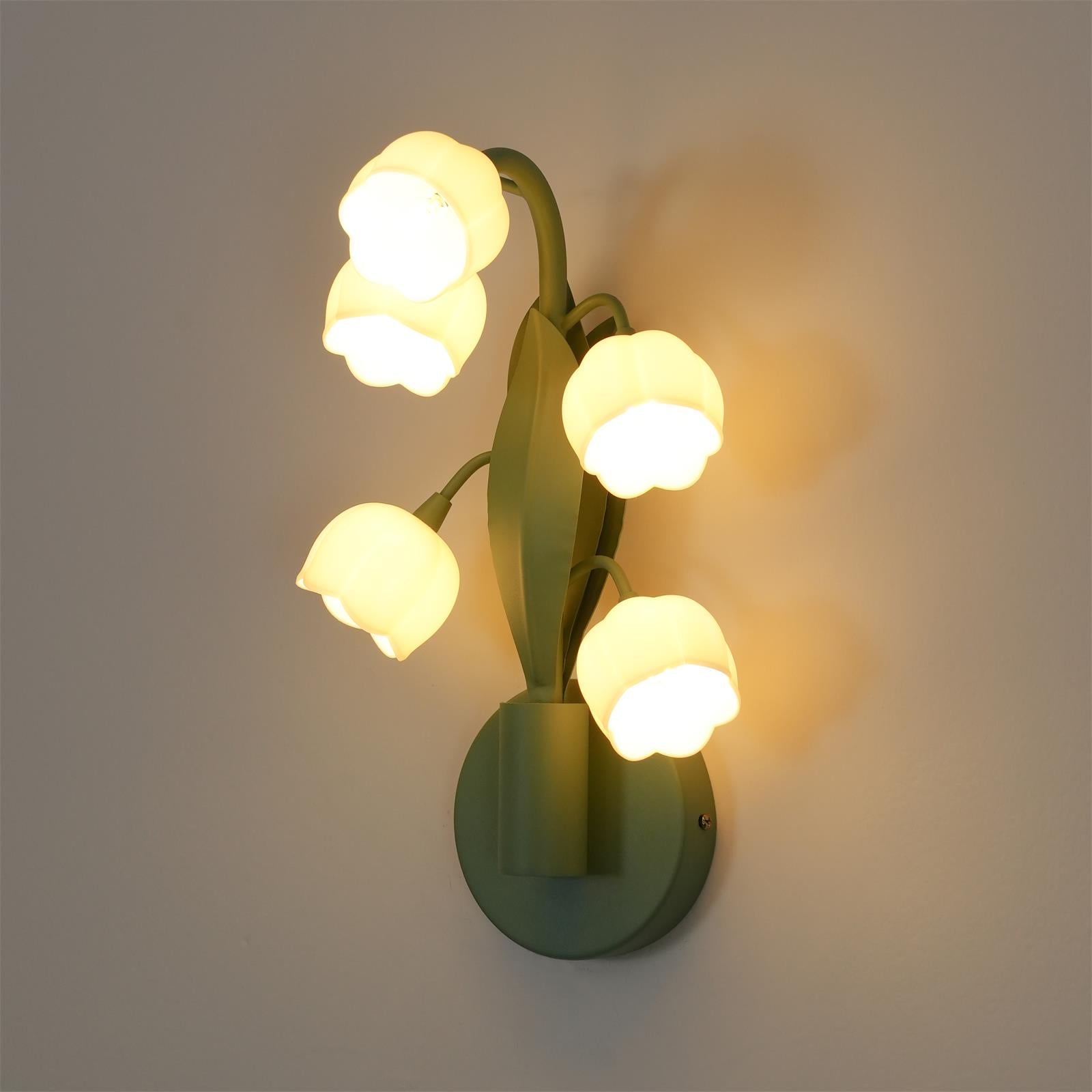 Wall Lamp Metal G4 7.3 in Green Orchid Leaves Bedroom Living Room Decorative Light Three-Color Changing | Thomler