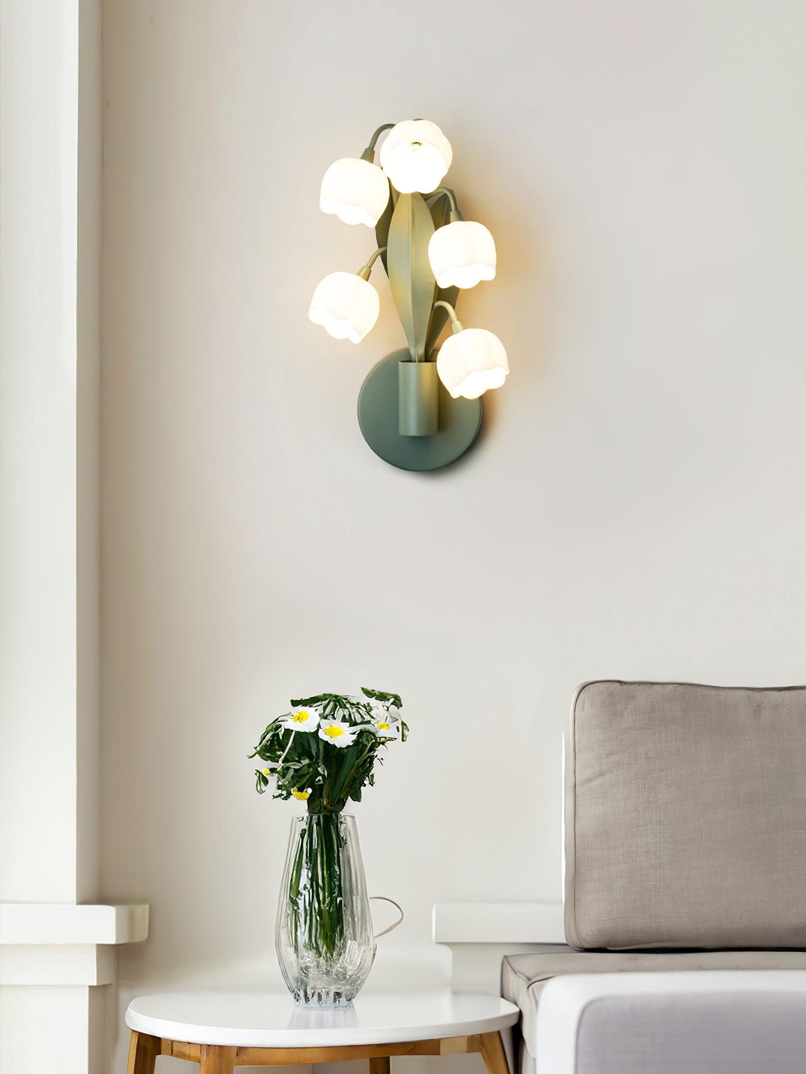 Wall Lamp Metal G4 7.3 in Green Orchid Leaves Bedroom Living Room Decorative Light Three-Color Changing | Thomler