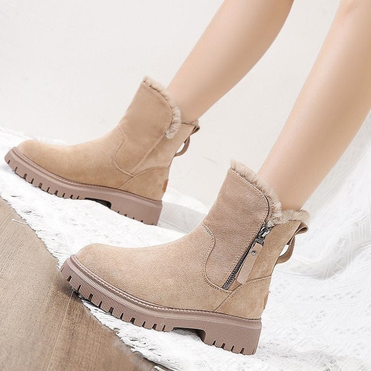 Women's Faux-Fur Lined Suede Boots – Warm Winter Footwear with Anti-Slip Sole for Cold Weather & Snow | Thomler