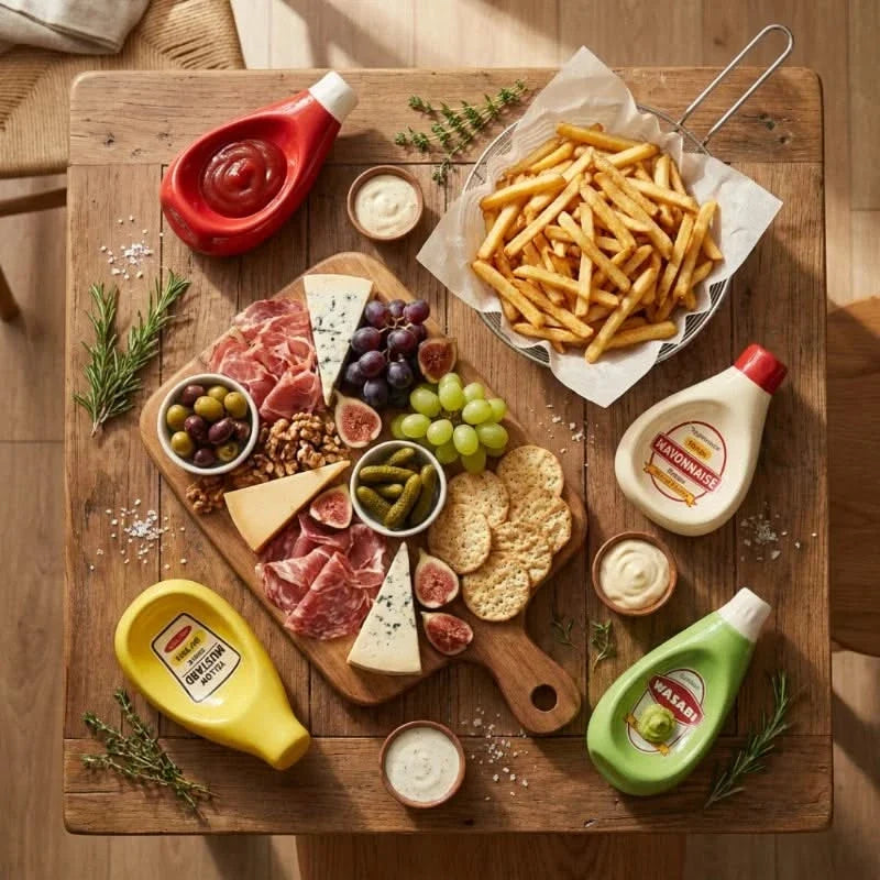 Ceramic Sauce Dish Set - Bottle-Shaped Serving Bowls for BBQ Condiments & Snacks - Kitchen Table Organizer | Thomler