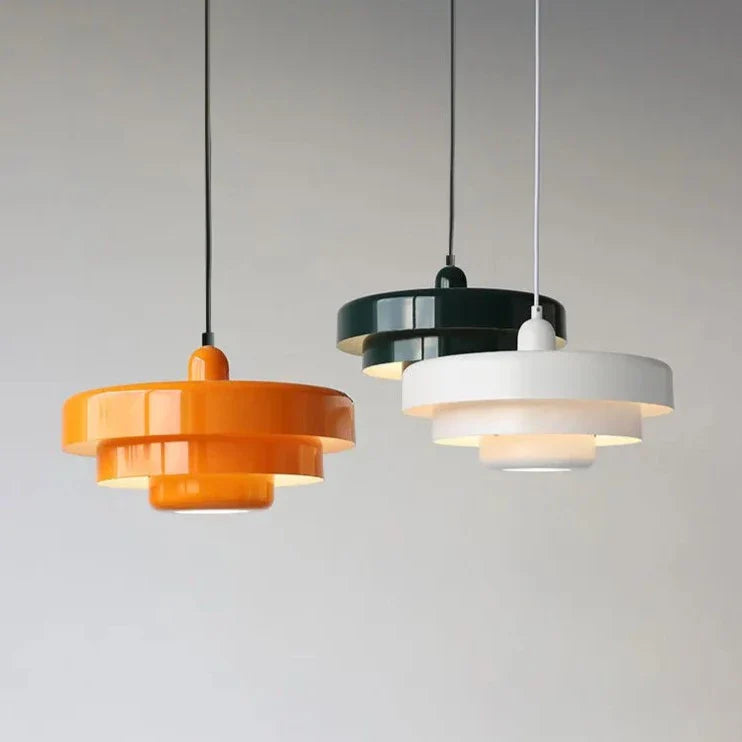 Mid-Century Dome Pendant Light Orange Green White 1-Bulb Hanging Fixture Kitchen Island Dining Room Living Room Modern Retro Ceiling Lamp | Thomler