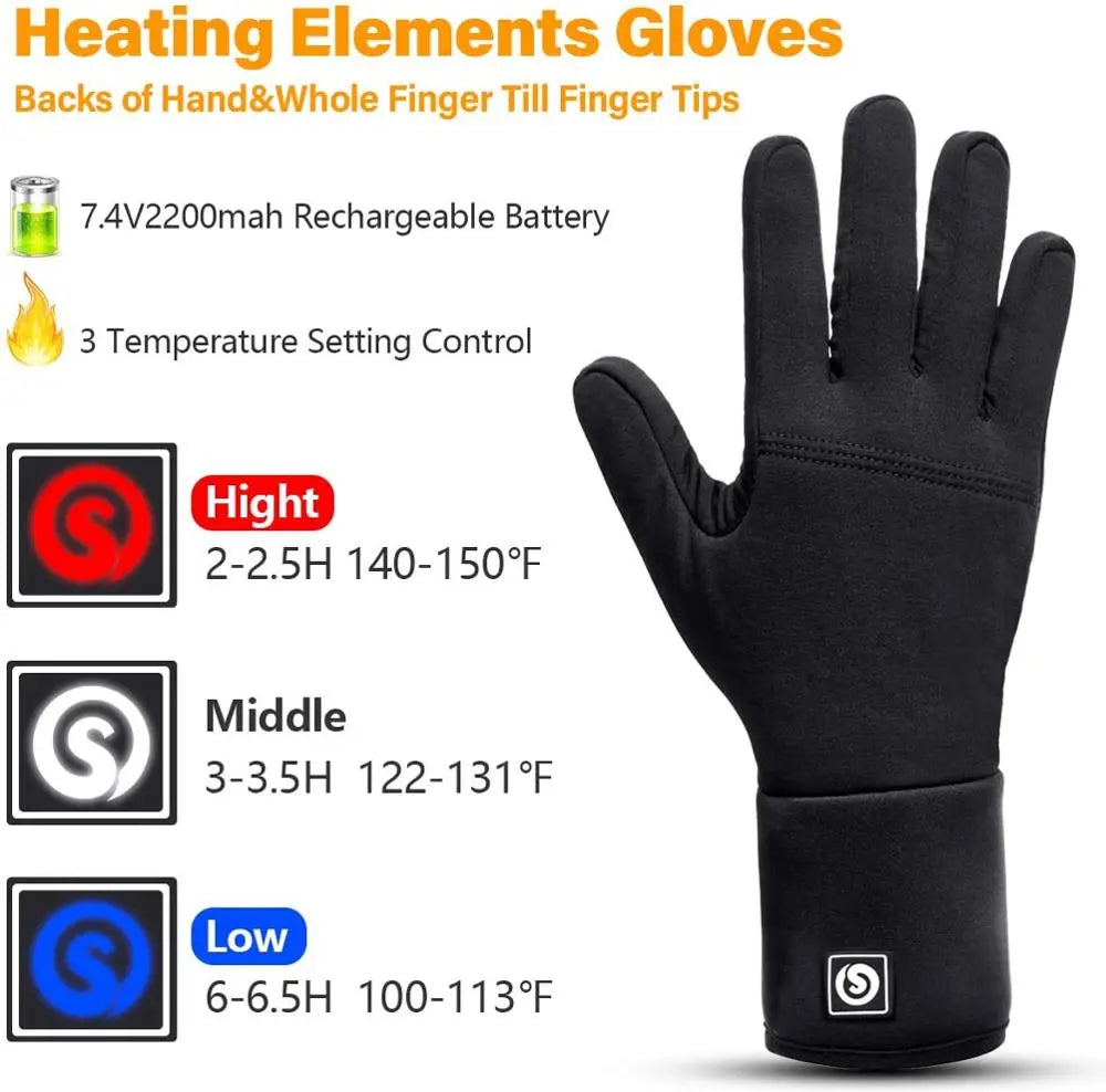 Rechargeable Heated Winter Gloves with Touchscreen Fingertips & Reflective Safety Strips for Cold Weather | Thomler