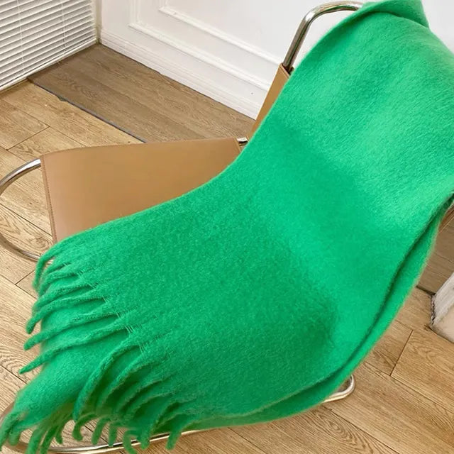 Oversized Fringed Winter Scarf – Thick Cashmere-Blend Pashmina Wrap for Cold Weather | Thomler
