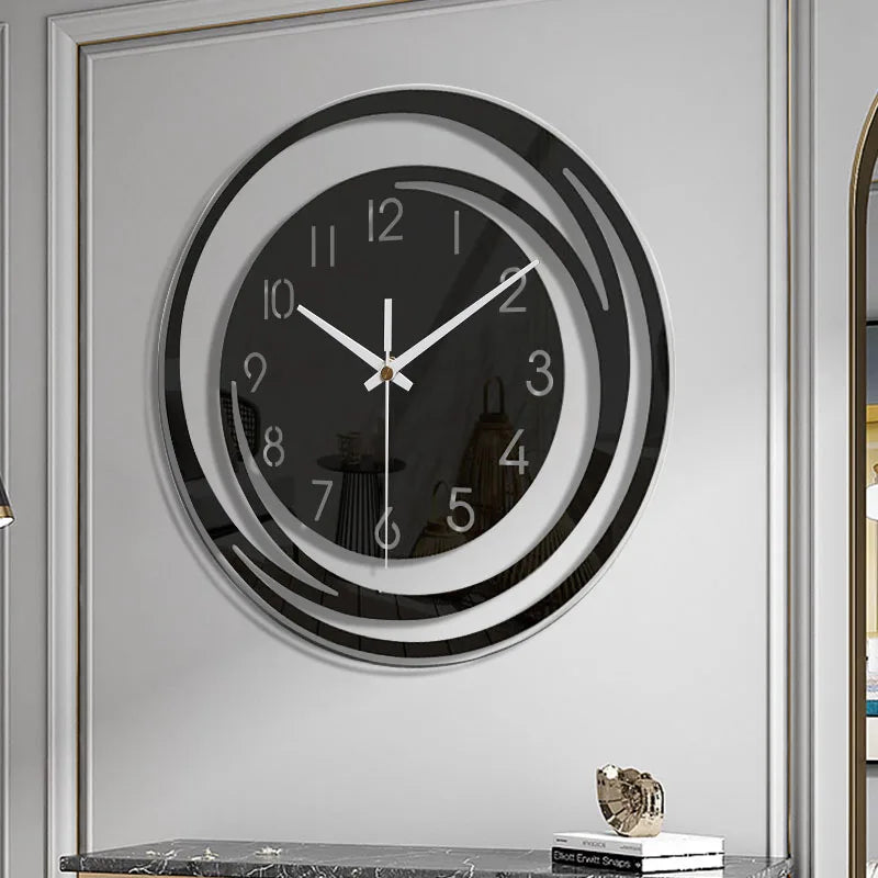 Black Acrylic Wall Clock Modern Geometric Silent Non-Ticking Scandinavian Home Decor for Living Room Bedroom Office | Thomler