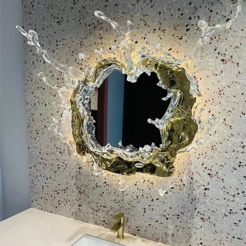 Textured Mirror Sconce with Ripple Glass & Integrated LED | Thomler