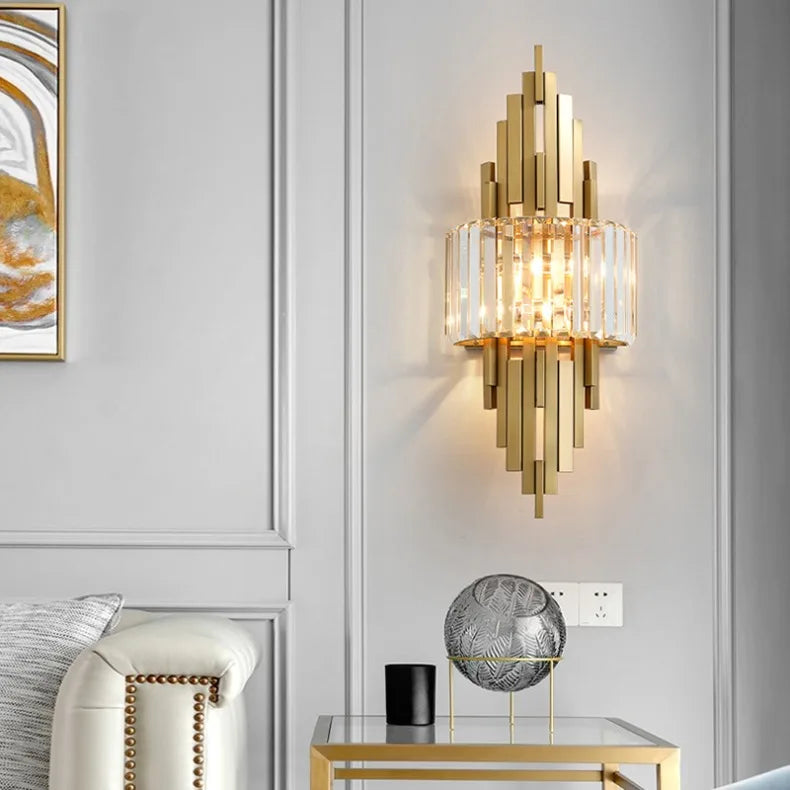 Cascading Crystal Bar Wall Sconce with LED – Tiered Glass Light Fixture for Hallways, Entryways & Living Rooms | Thomler