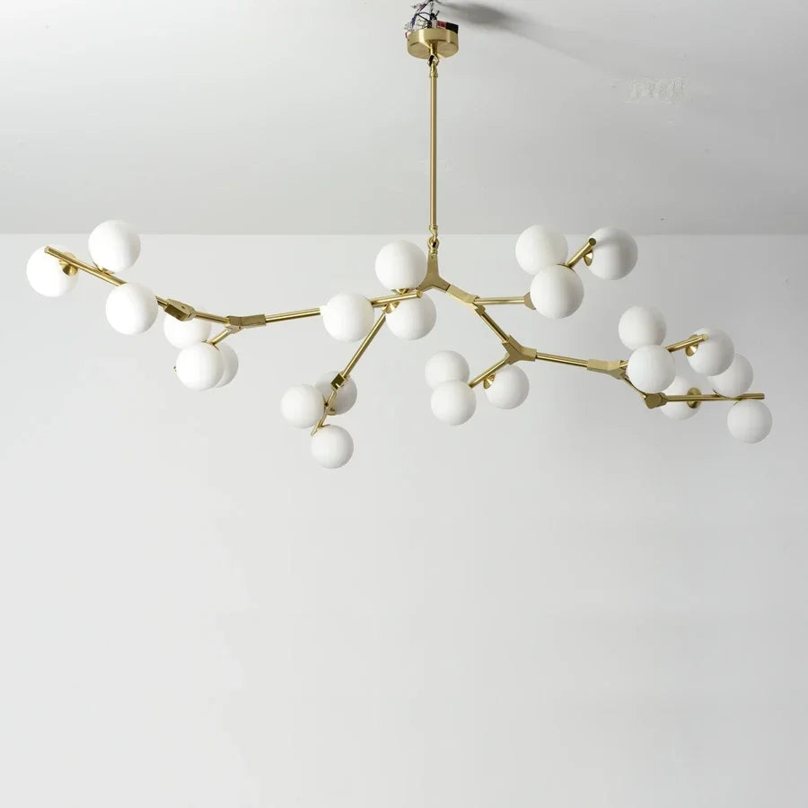 Pendant Light Metal Branch 178.0 cm Matte Glass Living Room Dining Room Ceiling Chandelier Adjustable Multi Globe Lighting | Thomler
