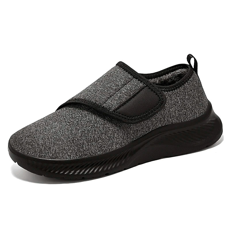 Winterwijd open schoenen met pluche voering voor oudere mannen en vrouwen, verstelbare diabetische schoenen voor gezwollen voeten, hallux valgus en bunion.