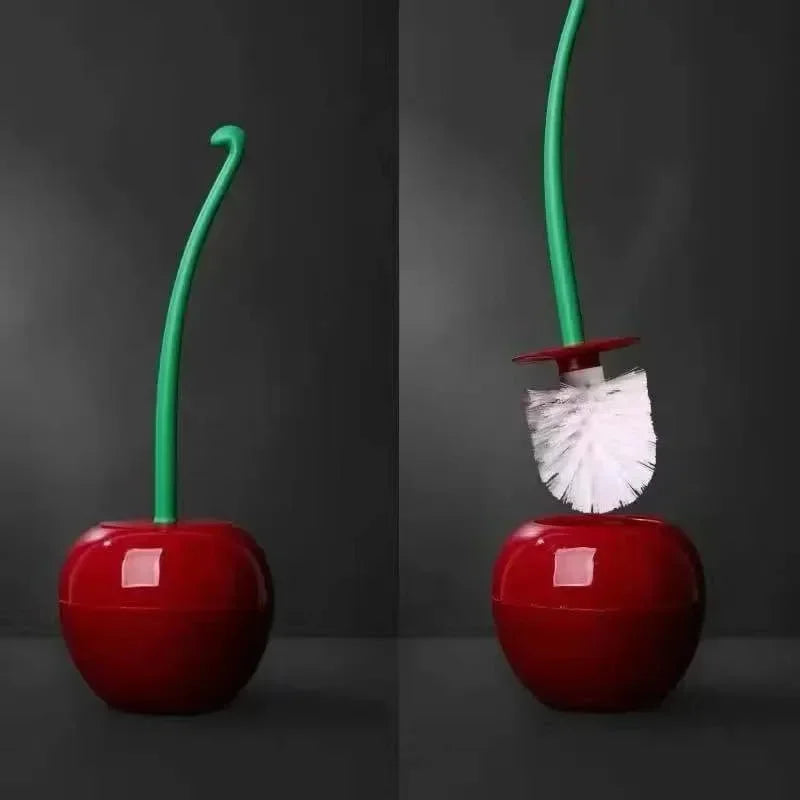 Cherry-Shaped Toilet Brush with Extended Handle and Decorative Stand for Bathroom Cleaning | Thomler