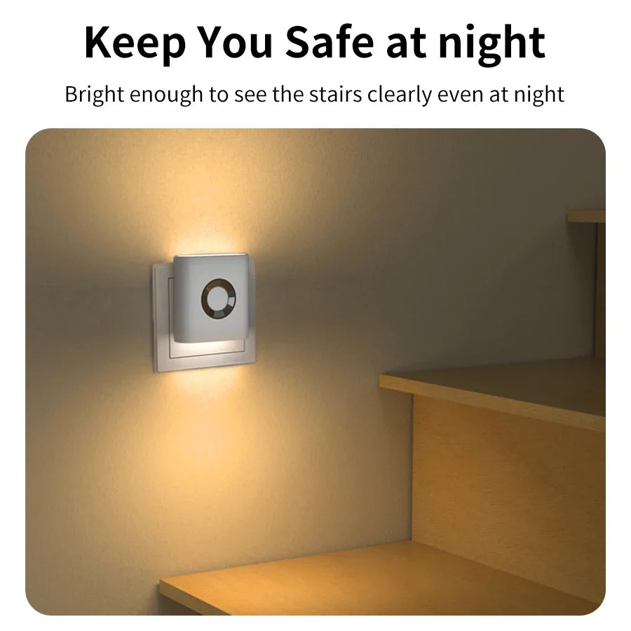 Night Light Plastic 3.0 m Motion Sensor Warm White Hallway Bedroom Plug In LED Wall Lamp Automatic Radar Safety Light | Thomler