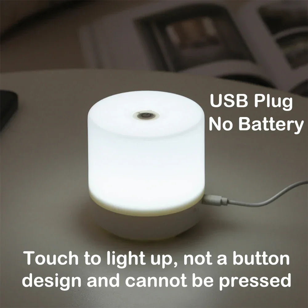 Table Lamp ABS 8.5 cm White USB Dimmable Bedroom Bedside Touch Night Light | Thomler