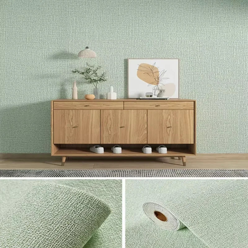 Wallpaper Linen Texture 50.0 cm Peel Stick 3D Wall Panel Living Room Bedroom Moisture Resistant Self Adhesive Covering | Thomler