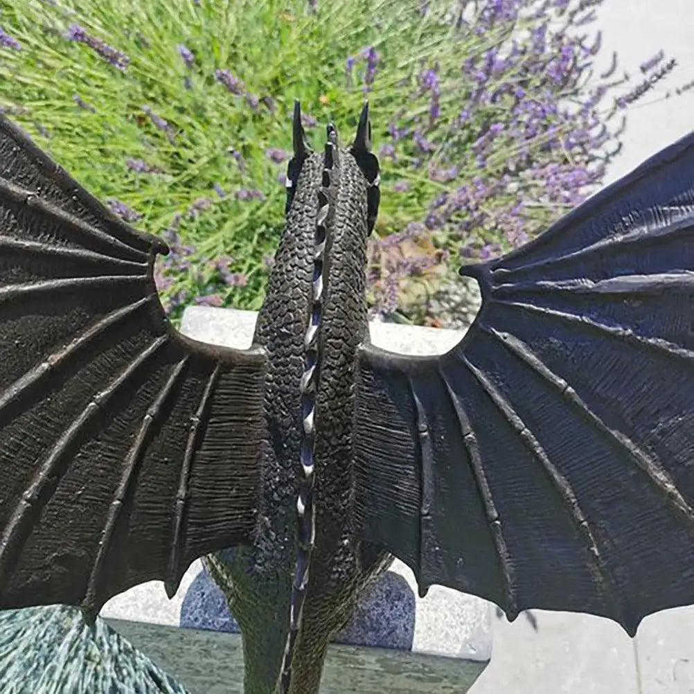 Garden Fountain Resin Dragon Sculpture 35.0 cm Bronze Pond Patio Water Feature Fantasy Ornament | Thomler