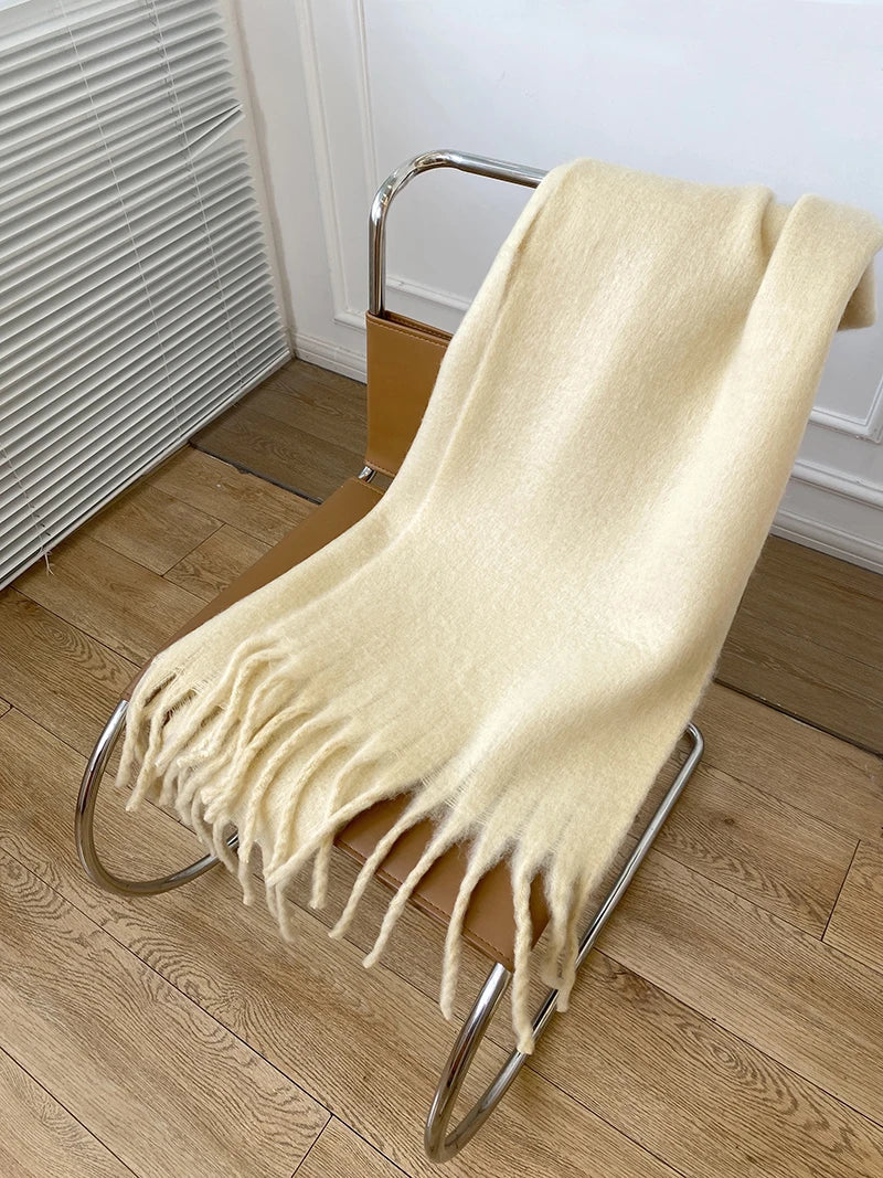 Oversized Fringed Winter Scarf – Thick Cashmere-Blend Pashmina Wrap for Cold Weather | Thomler