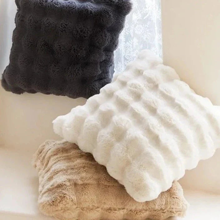 Throw Pillow Faux Fur 20 in Square Cozy Living Room Decorative Soft Cushion Cover | Thomler