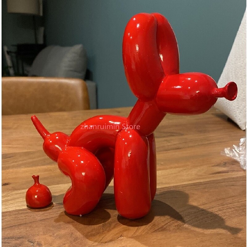 Metallic Resin Balloon Dog Sculpture for Shelf, Mantel & Tabletop Display in Modern Contemporary Living Rooms | Thomler
