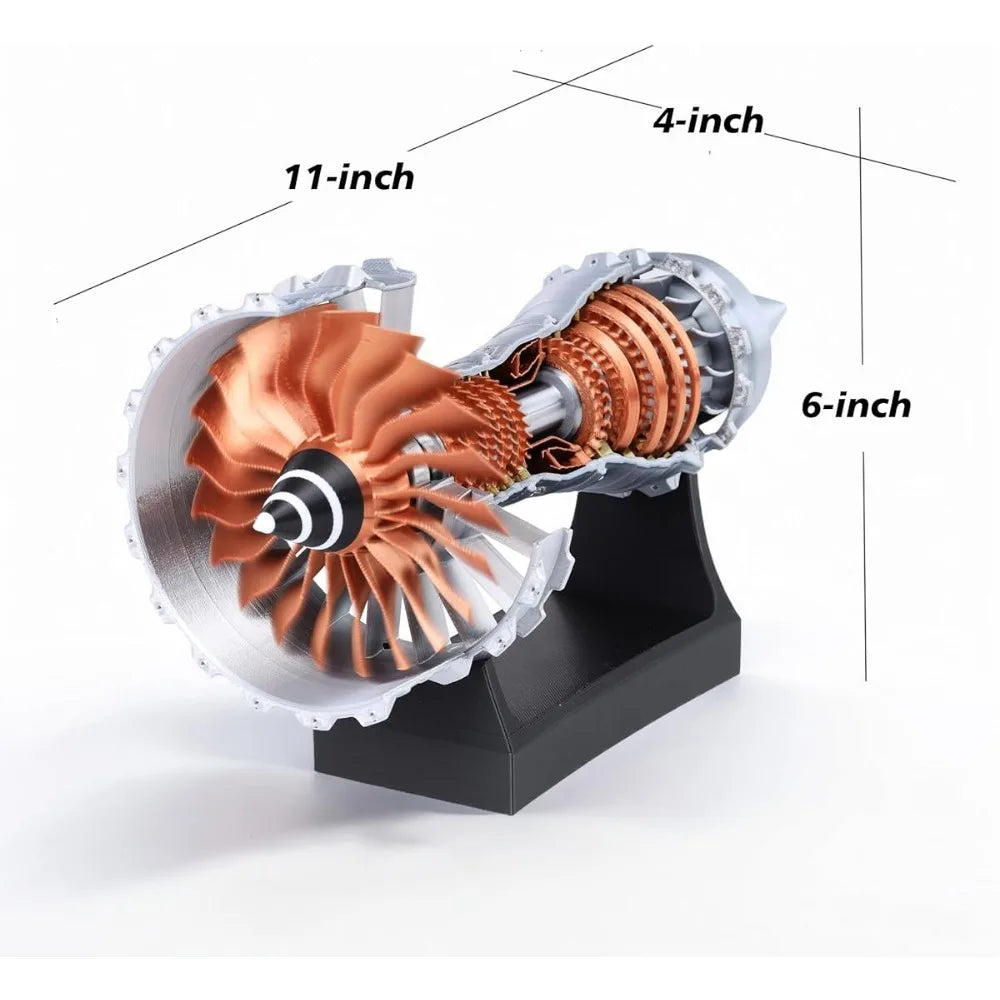 Turbofan Jet Engine Replica – 3D Printed Desk Model with Metallic Finish & Display Stand for Aviation Enthusiasts | Thomler