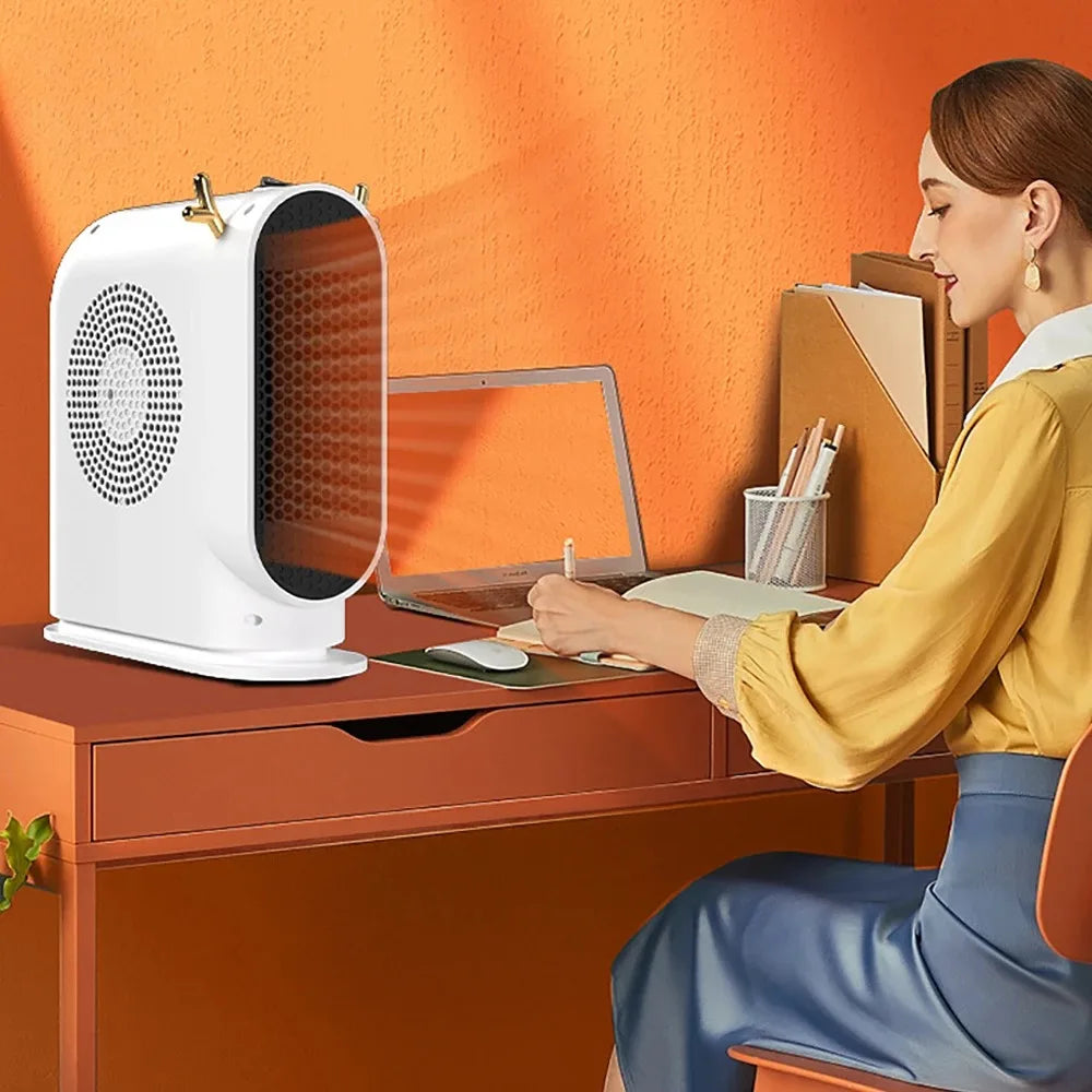 Compact 500W Ceramic Space Heater with Auto Shutoff & Tip-Over Protection for Bedroom Office Desktop | Thomler