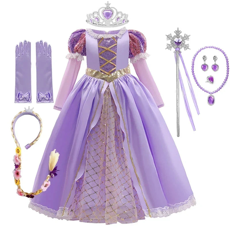Girls Party Dress with Appliqués and Voluminous Long Sleeves for Special Occasions | Thomler