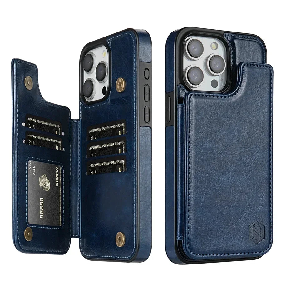 Folio Wallet Case with RFID Protection & Magnetic Closure for iPhone 16 Pro Max, 15 Plus, 14, 13, 12, 11, SE, XR, XS, 8, 7 | Thomler