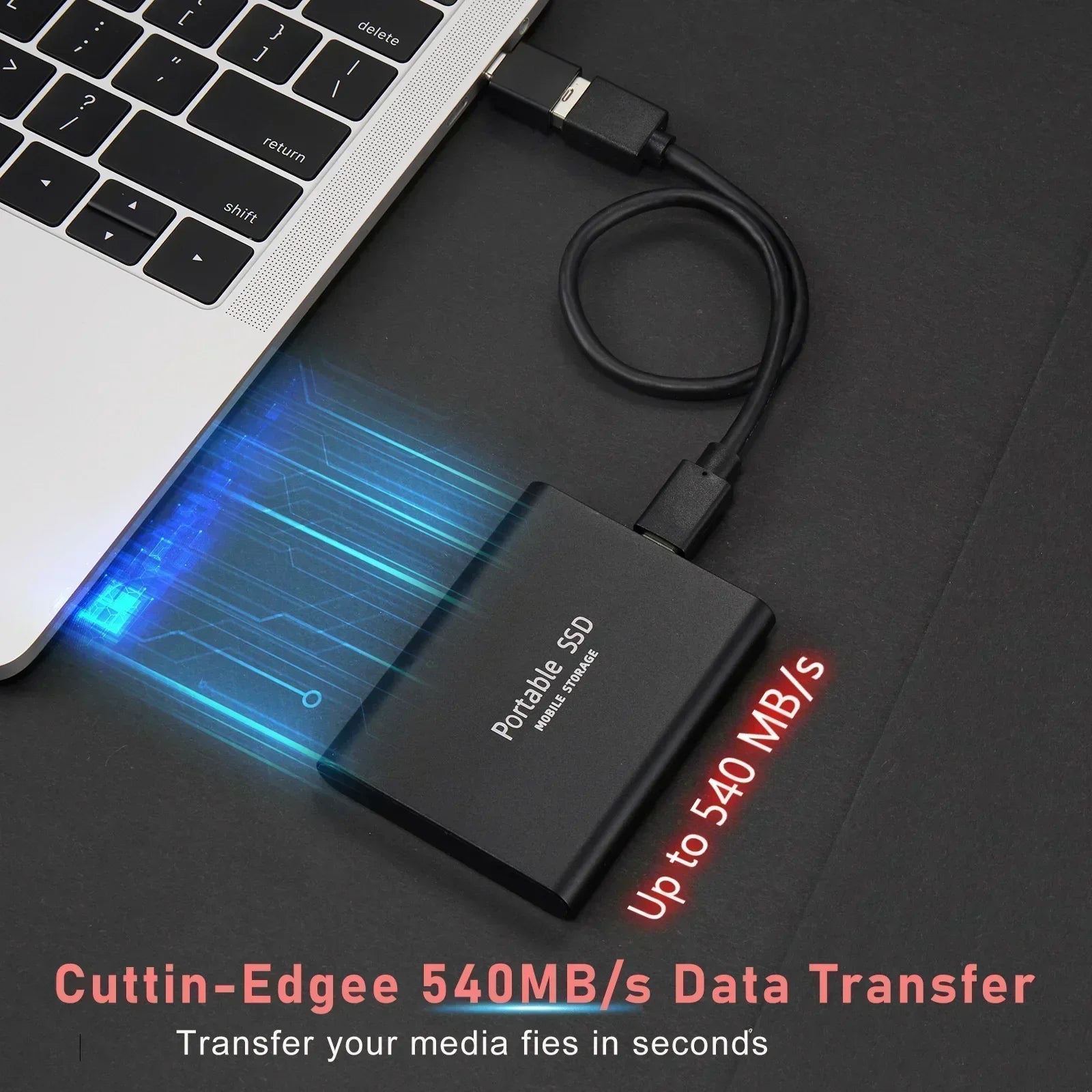 128GB Portable Solid State Drive USB-C High-Speed External Storage Aluminum Shockproof for PC Mac Android Gaming Consoles 4K Video Backup | Thomler